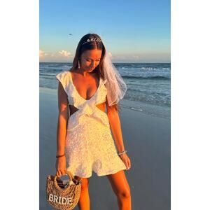 Show Me Your Mumu Zoey Mini Dress in White Iridescent Sequins M NWT